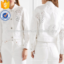 Weiße Denim Baumwolle bestickte Langarm Frühjahr Jacke Herstellung Großhandel Mode Frauen Bekleidung (TA0002J)